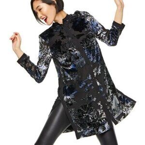Misook Burnout Velvet Drama‎ Tunic Womens M Luxury Shimmer Artsy Whimsygoth